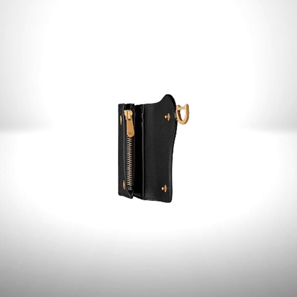 Dior Saddle Lotus Wallet in Black Grained Calfskin Leather - New - Picture 6 of 7